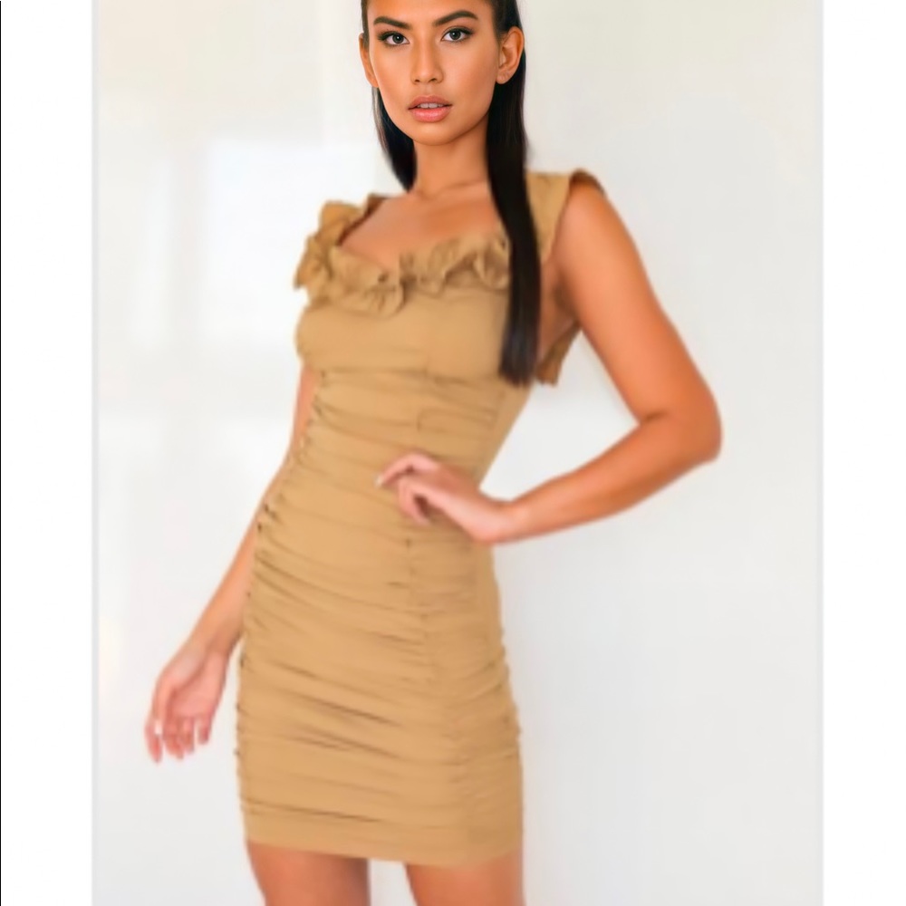 Brown Ruched Bodycon mini dress